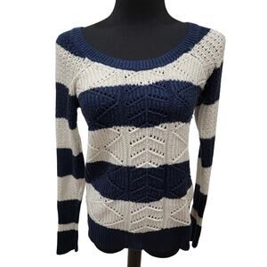 SO Y2K Open Knit Medium Striped Metallic Sweater Nautical 90s Boho Chic Comfort